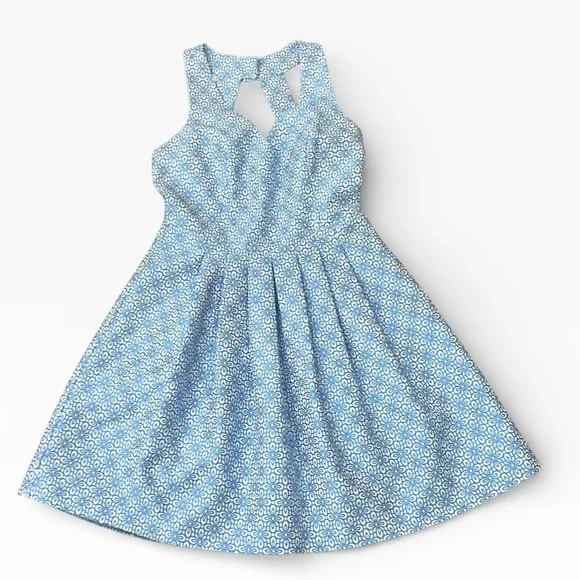 Banana Republic Atlantic Blue Floral Sleeveless Fit Flare Dress Size 4 - Picture 8 of 12